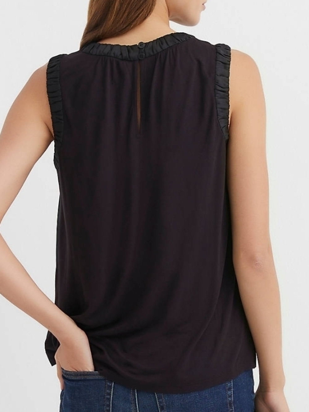 LOFT Ruched Trim Shell - Black - Picture 2 of 2